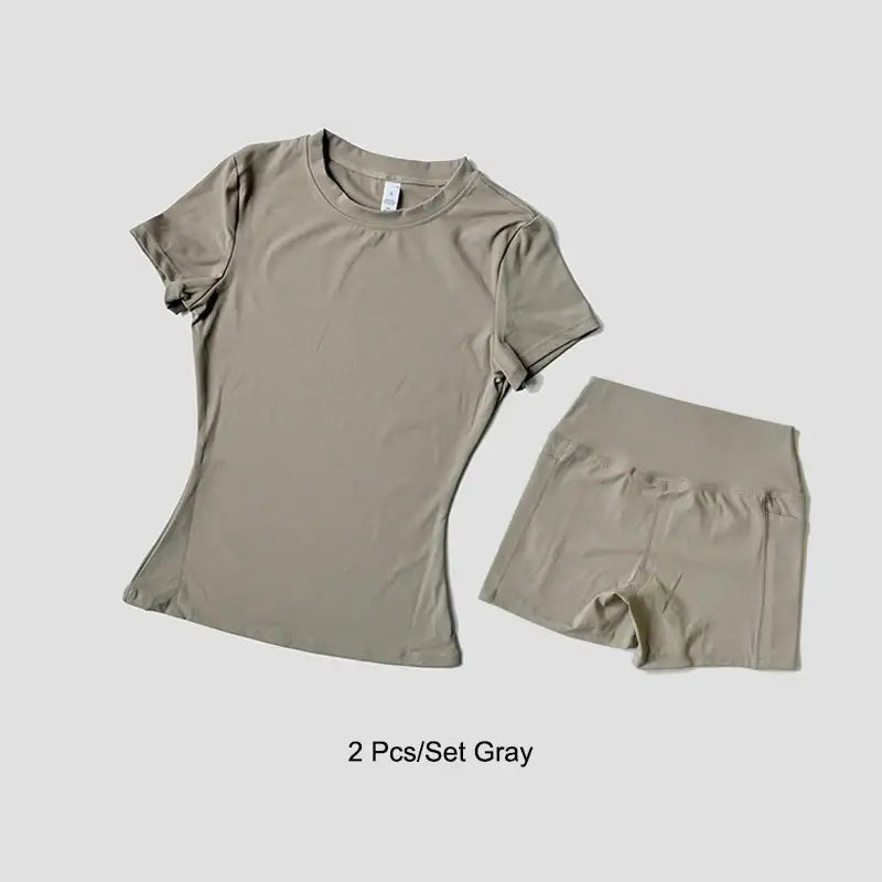 R&z - Women Yoga Set Gym Sportswear Sport Top Hight Waist Shorts Suit Fitness Workout Butt Lifting Short Tight Suit