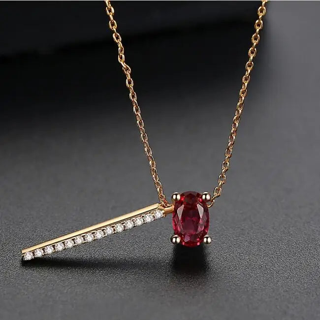 Red Diamond Necklace Moonstone Necklace Copper Inlay - default