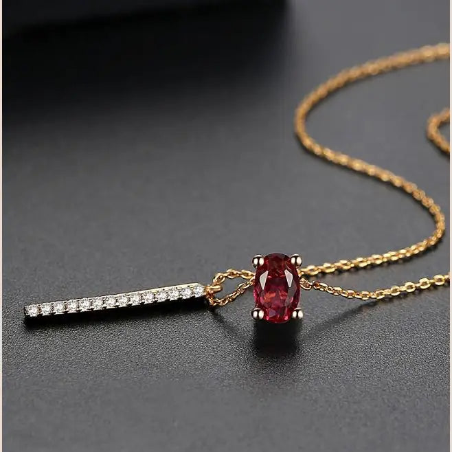 Red Diamond Necklace Moonstone Necklace Copper Inlay - default