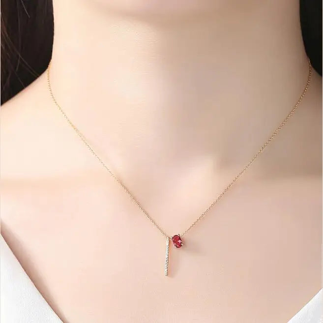 Red Diamond Necklace Moonstone Necklace Copper Inlay - default