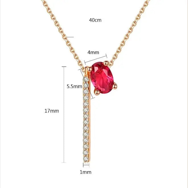 Red Diamond Necklace Moonstone Necklace Copper Inlay - default