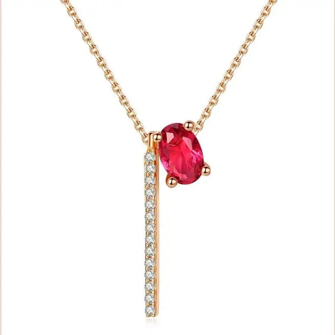 Red Diamond Necklace Moonstone Necklace Copper Inlay - default