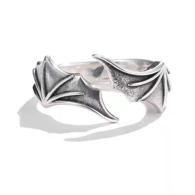 Retro Angel Demon Wings Open Ring for Women Couples Punk Gothic Adjustable Finger Jewelry Accessories Hip Hop Gifts