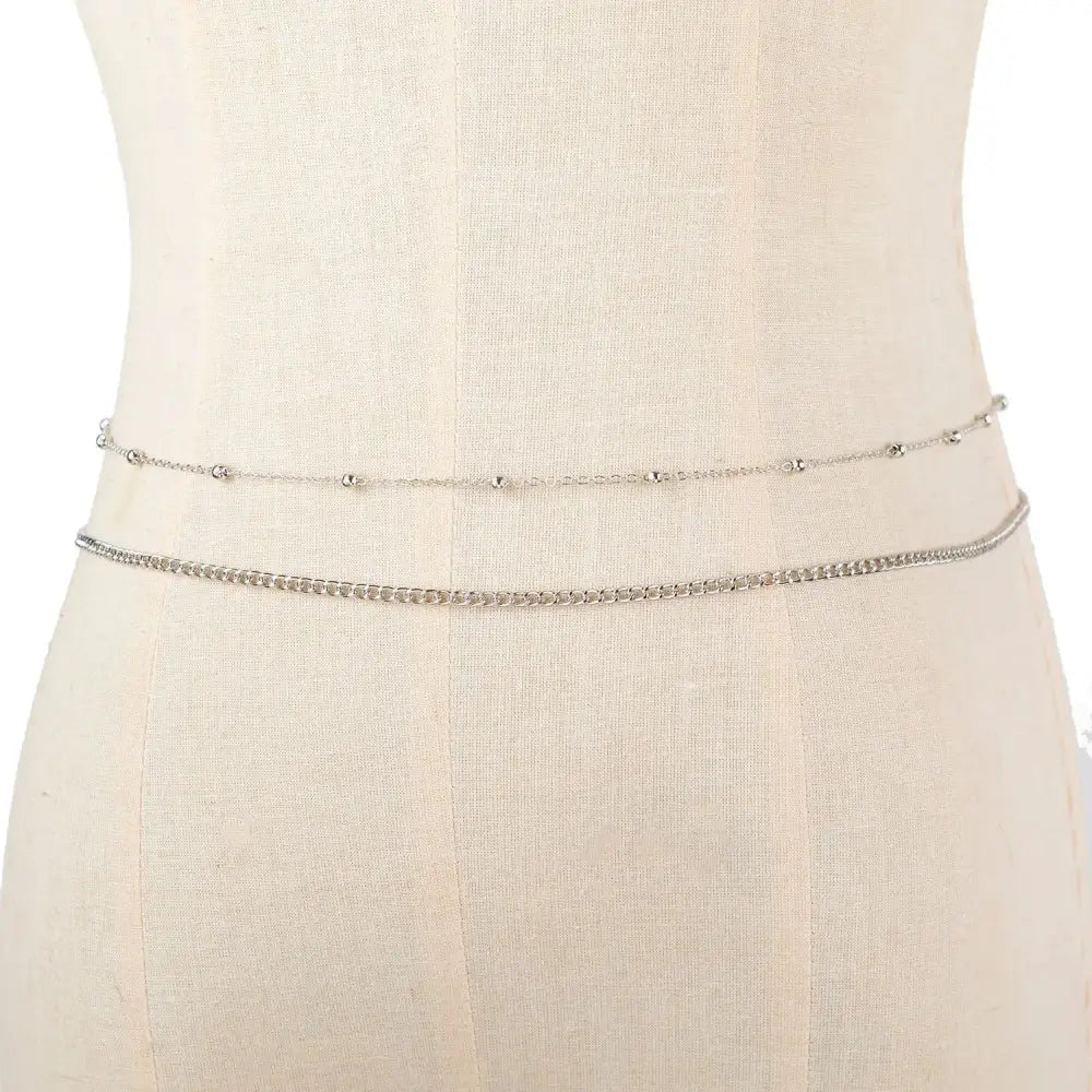 Retro Trendy Round Bead Cuban Double-deck Waist Chain for Women Charm Sexy Summer Beach Belly Body Jewelry Accessories