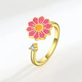 Rotatable Flower Ring for Women - Fashion Personality - Gold powder / Adjustable opening
