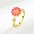Rotatable Flower Ring for Women - Fashion Personality - Gold powder / Adjustable opening