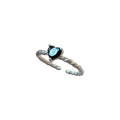 S925 Sterling Silver Black Zirconia Love Twist Ring - Silver