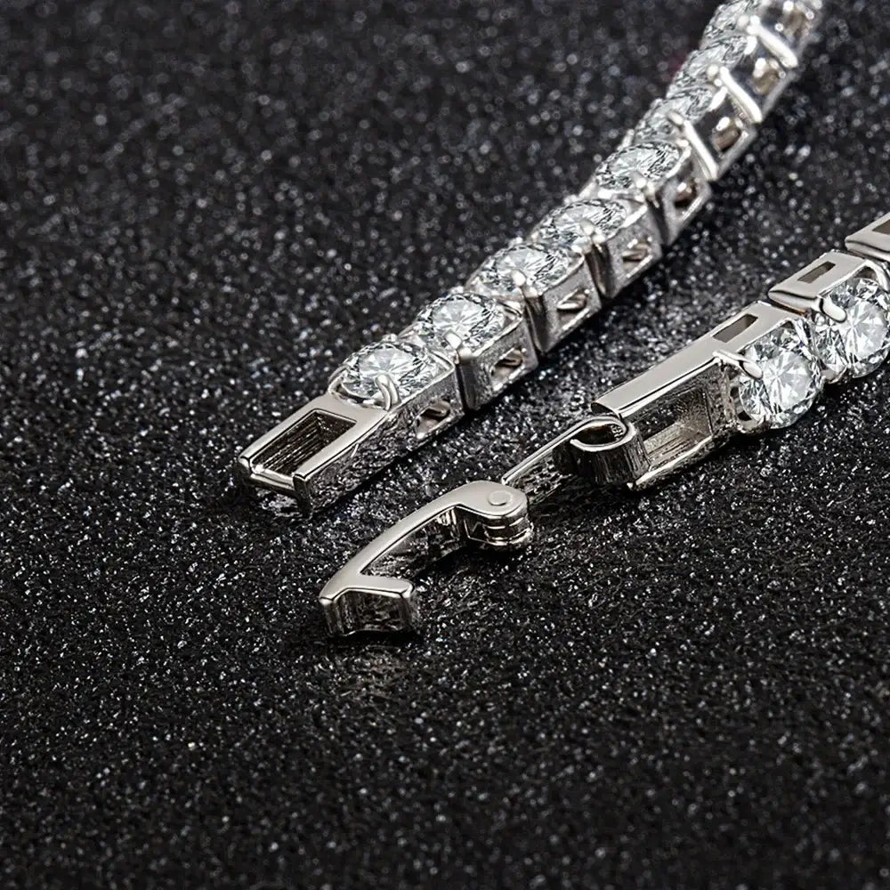 S925 Sterling Silver Bracelet Zirconia Tennis Ball Women Fashion Simple Engagement Wedding Charm Jewelry 4mm 16-20cm