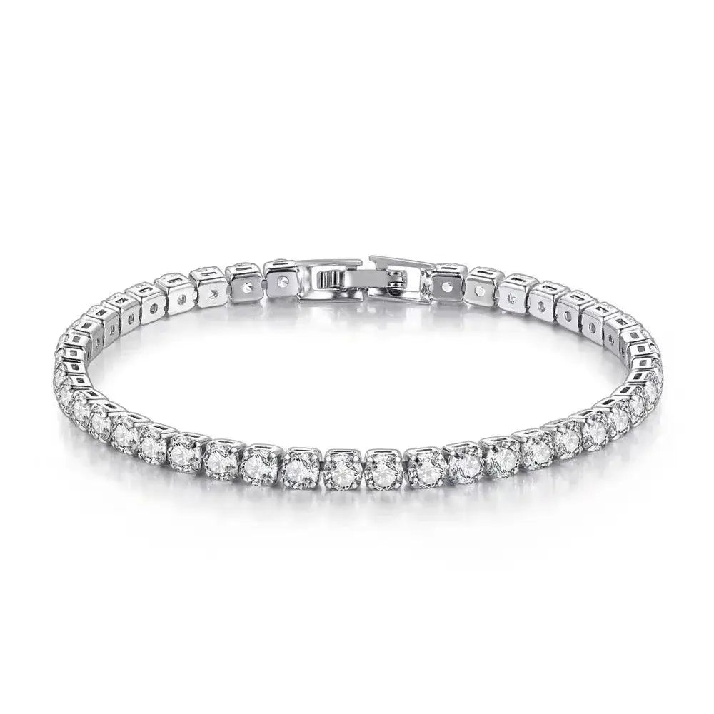 S925 Sterling Silver Bracelet Zirconia Tennis Ball Women Fashion Simple Engagement Wedding Charm Jewelry 4mm 16-20cm