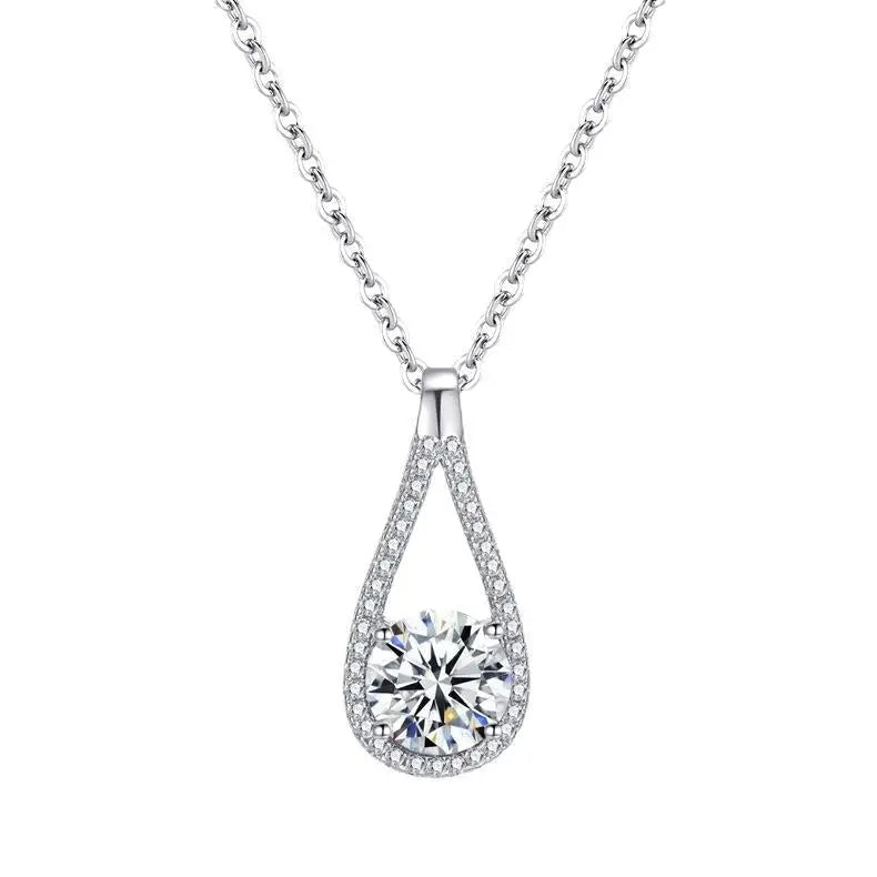S925 Sterling Silver Necklace for Women - Moissanite one carat with certificate / 925 Silver