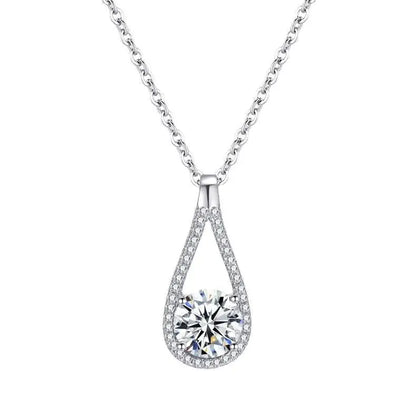 S925 Sterling Silver Necklace for Women - Moissanite one carat with certificate / 925 Silver