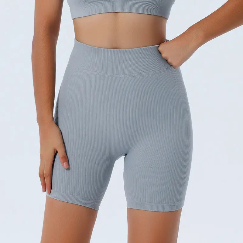 Seamless Yoga Set with Long Sleeve Top and Pants - Gray-medium trousers / M