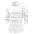 R&z - Silk cotton long sleeved shirt men’s pure white shirt 2025 spring high-end sense inch shirt casual business suit