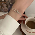 Silver Geometric Square Round Bead Bracelet For Women Personality Temperament Simple Hand Jewelry Party - Knot - Womens