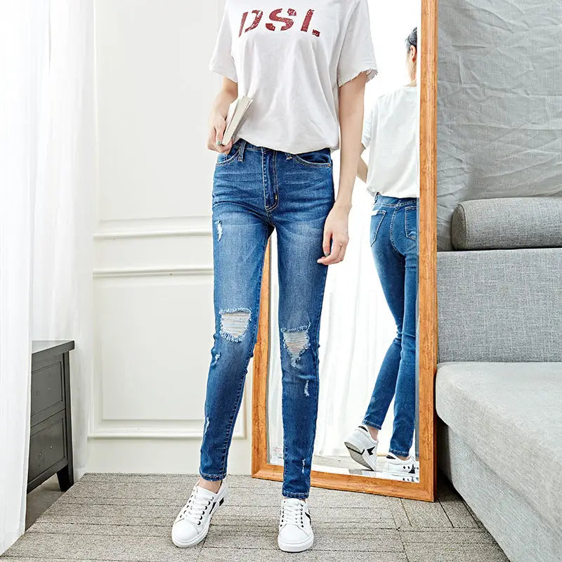 Skinny Jeans Ripped Jeans Stretch Denim Pants - n/a / L