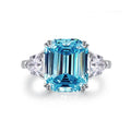 Sky Blue Topaz Emerald Cut Ring in 925 Sterling Silver - Blue / 6 size