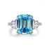 Sky Blue Topaz Emerald Cut Ring in 925 Sterling Silver - Blue / 6 size