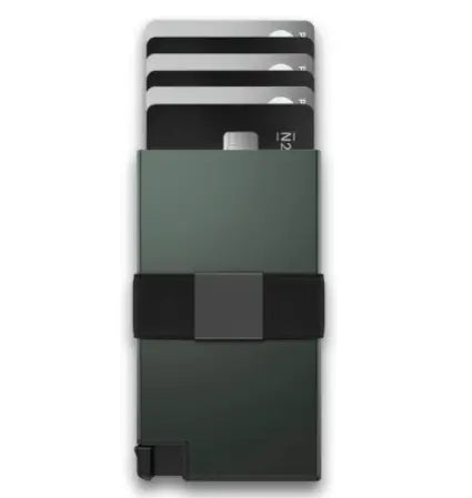 Slim Expandable Aluminum Card Wallet - Dark Green