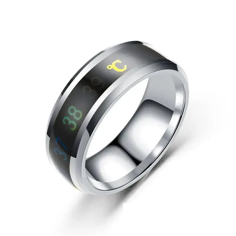 Smart Stainless Steel Multifunctional Ring for Couple Mood Feeling Intelligent Temperature Sensitive Rings Waterproof