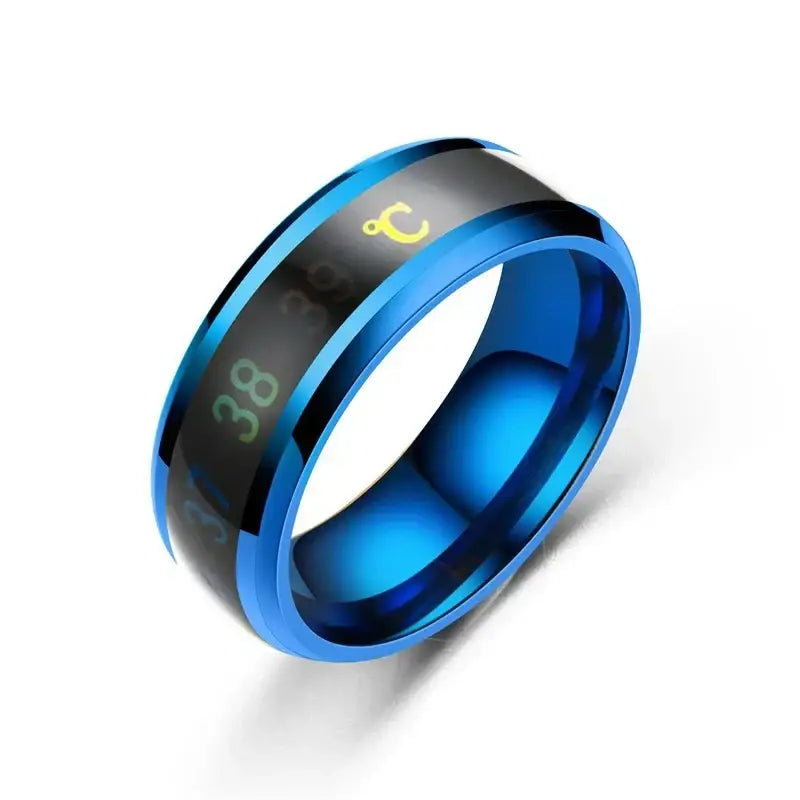 Smart Stainless Steel Multifunctional Ring for Couple Mood Feeling Intelligent Temperature Sensitive Rings Waterproof