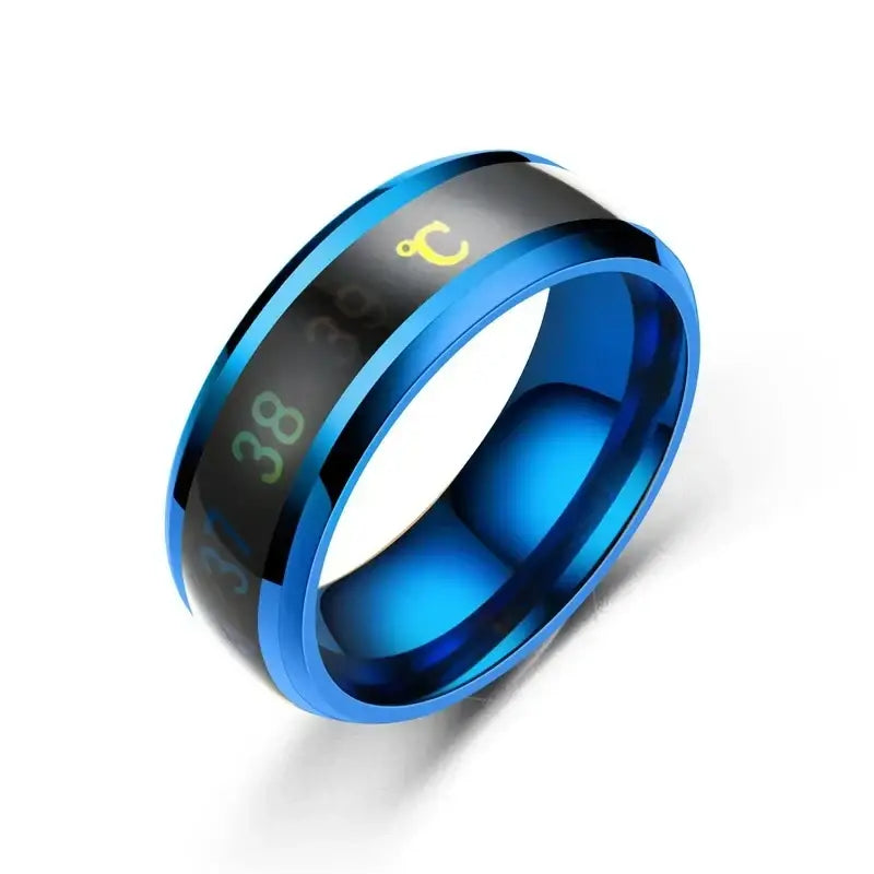 Smart Stainless Steel Multifunctional Ring for Couple Mood Feeling Intelligent Temperature Sensitive Rings Waterproof