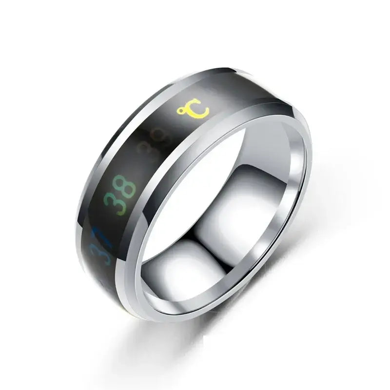 Smart Stainless Steel Multifunctional Ring for Couple Mood Feeling Intelligent Temperature Sensitive Rings Waterproof