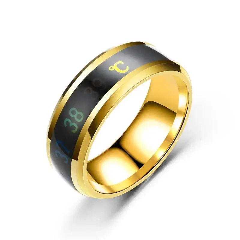 Smart Stainless Steel Multifunctional Ring for Couple Mood Feeling Intelligent Temperature Sensitive Rings Waterproof