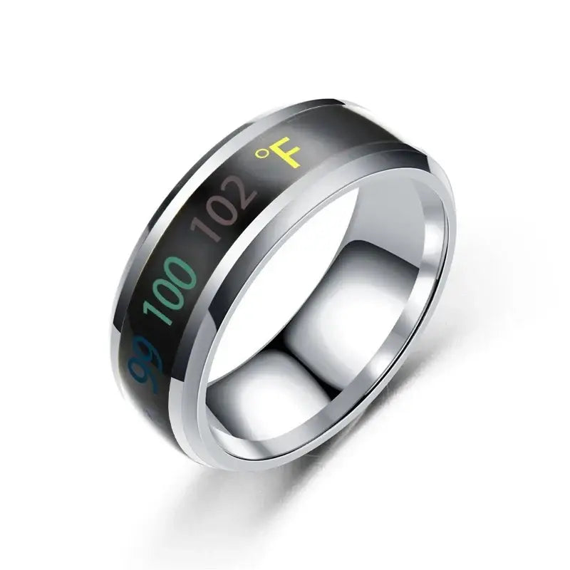 Smart Stainless Steel Multifunctional Ring for Couple Mood Feeling Intelligent Temperature Sensitive Rings Waterproof