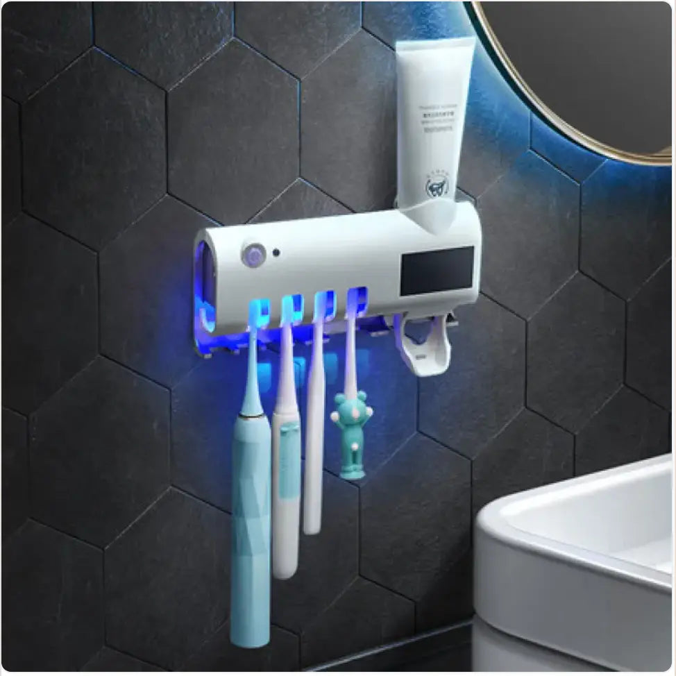 Smart Toothbrush Sterilizer Ultraviolet Sterilization Perforation-Free Wall-mounted Toothbrush Holder - White