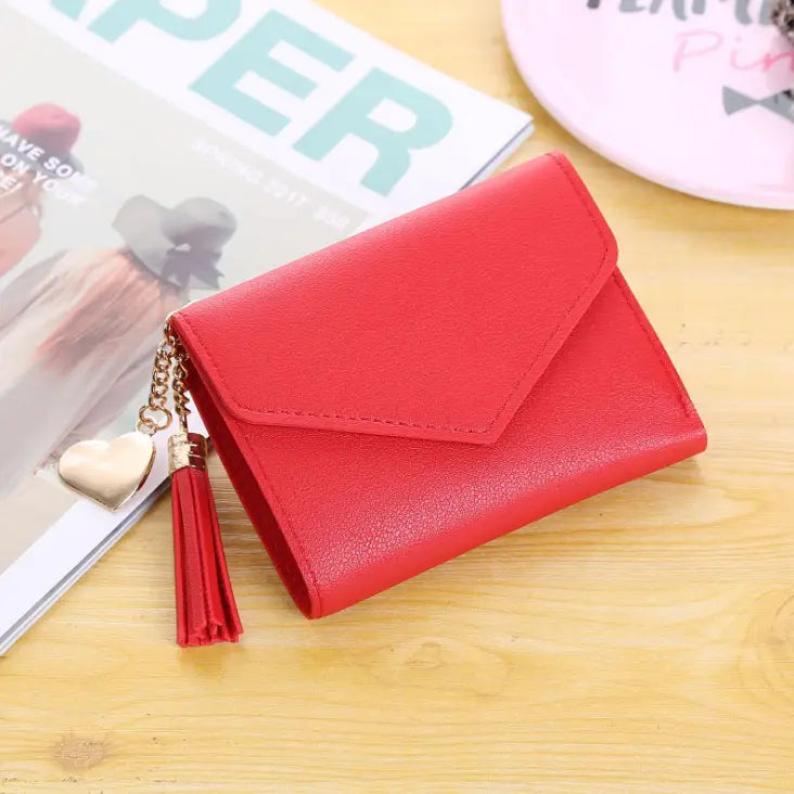 Tassel Wallet Heart-shaped Purse Pendant Clutch - gules - Wallets