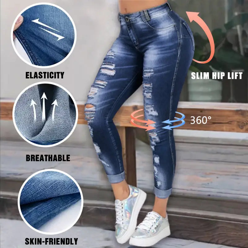 Trendy Slim Fit Casual Ripped Women’s Jeans
