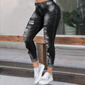 Trendy Slim Fit Casual Ripped Women’s Jeans - Black / M