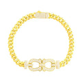 TUHE Silver Plated Copper Cuban Link Bracelet Iced Out Cubic Zirconia Double Horseshoe Charm For Men Hip Hop Jewelry
