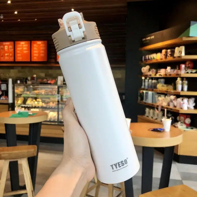 Tyeso Stainless Steel Thermos Cup for Outdoor Sports - White 750ml