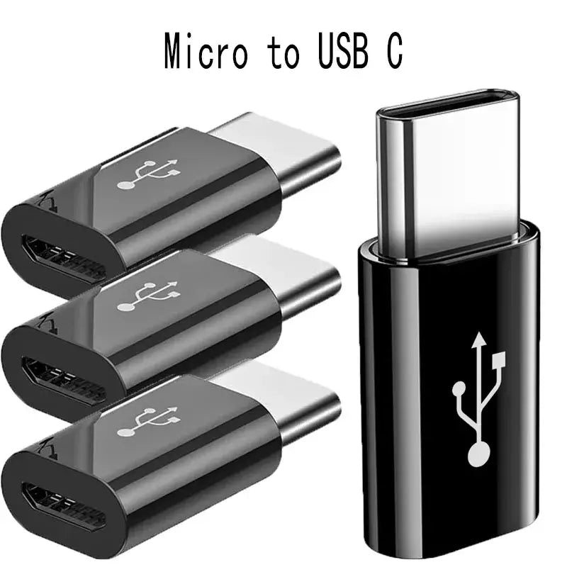 R&z - Type C Male Adapter OTG Converter Micro-B To USB-C Connector Charging Cable Adapter Phone Accessories - black 4pcs