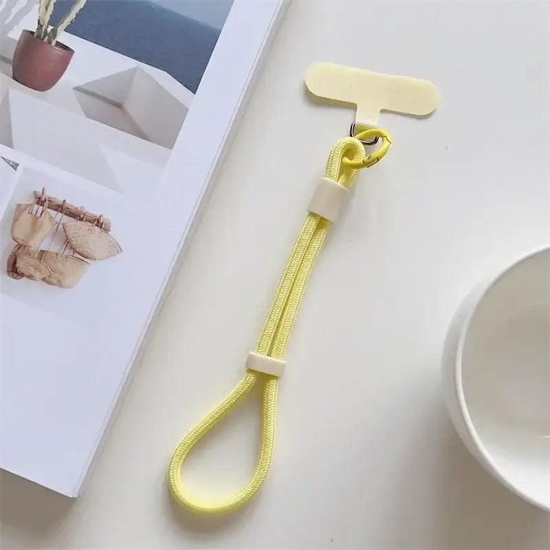 Universal Adjustable Short Lanyard Colorful Hand Wrist Strap Rope for Mobile Phone Cell Phone Case Accessories - Yellow