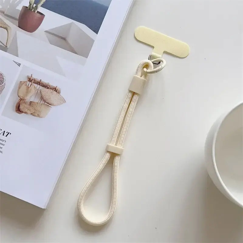 Universal Adjustable Short Lanyard Colorful Hand Wrist Strap Rope for Mobile Phone Cell Phone Case Accessories - Beige