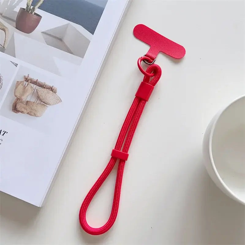 Universal Adjustable Short Lanyard Colorful Hand Wrist Strap Rope for Mobile Phone Cell Phone Case Accessories - Red