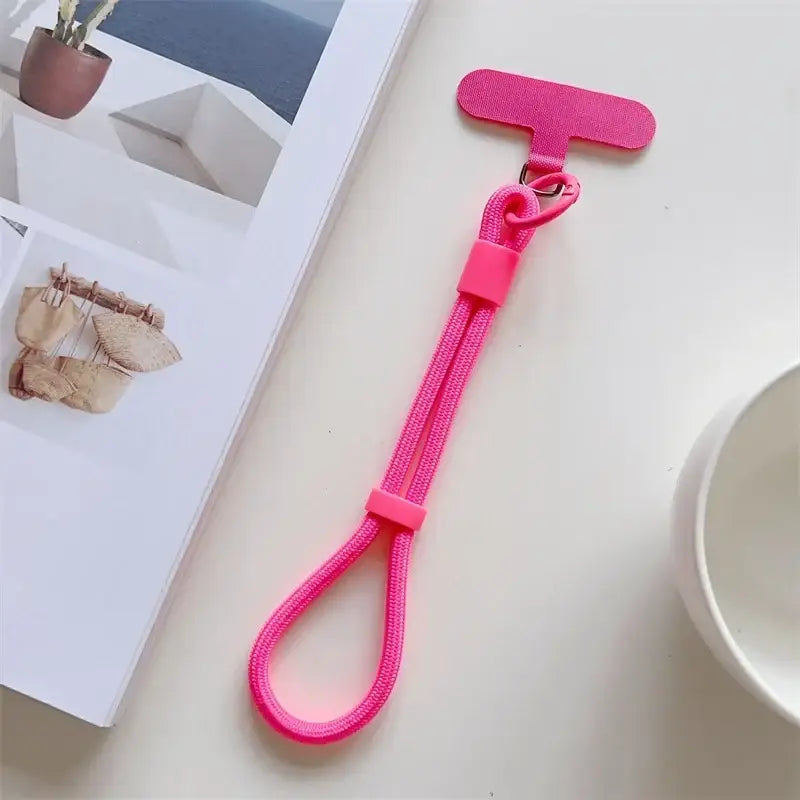 Universal Adjustable Short Lanyard Colorful Hand Wrist Strap Rope for Mobile Phone Cell Phone Case Accessories - Rose