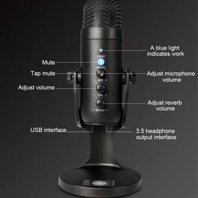 R&Z - USB Microphone for Mobile Gaming and Live Recording - Silver Grille