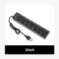 R&z - USB Splitter Power Adapter Multiple Expander With On Off Switch For PC Laptop MacBook Accessories - black