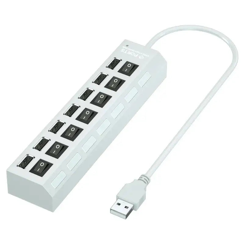 R&z - USB Splitter Power Adapter Multiple Expander With On Off Switch For PC Laptop MacBook Accessories
