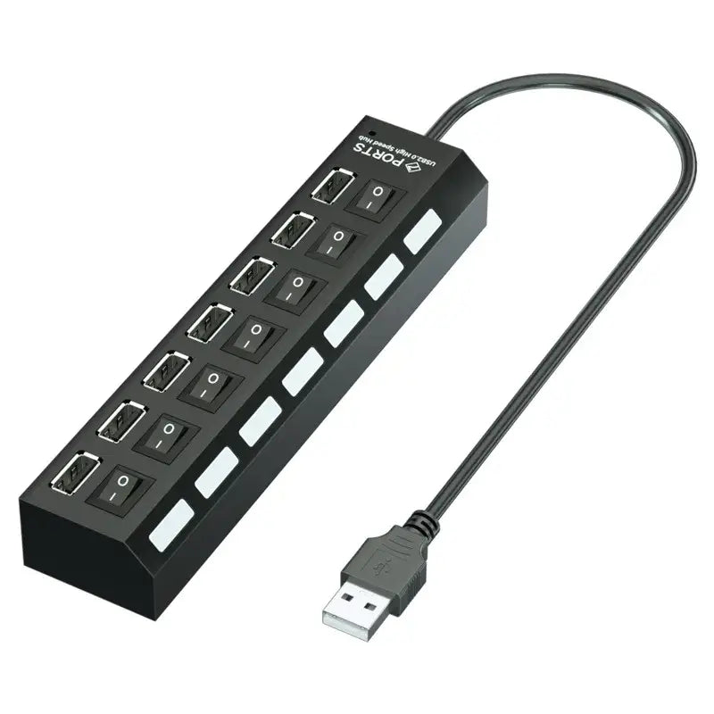 R&z - USB Splitter Power Adapter Multiple Expander With On Off Switch For PC Laptop MacBook Accessories