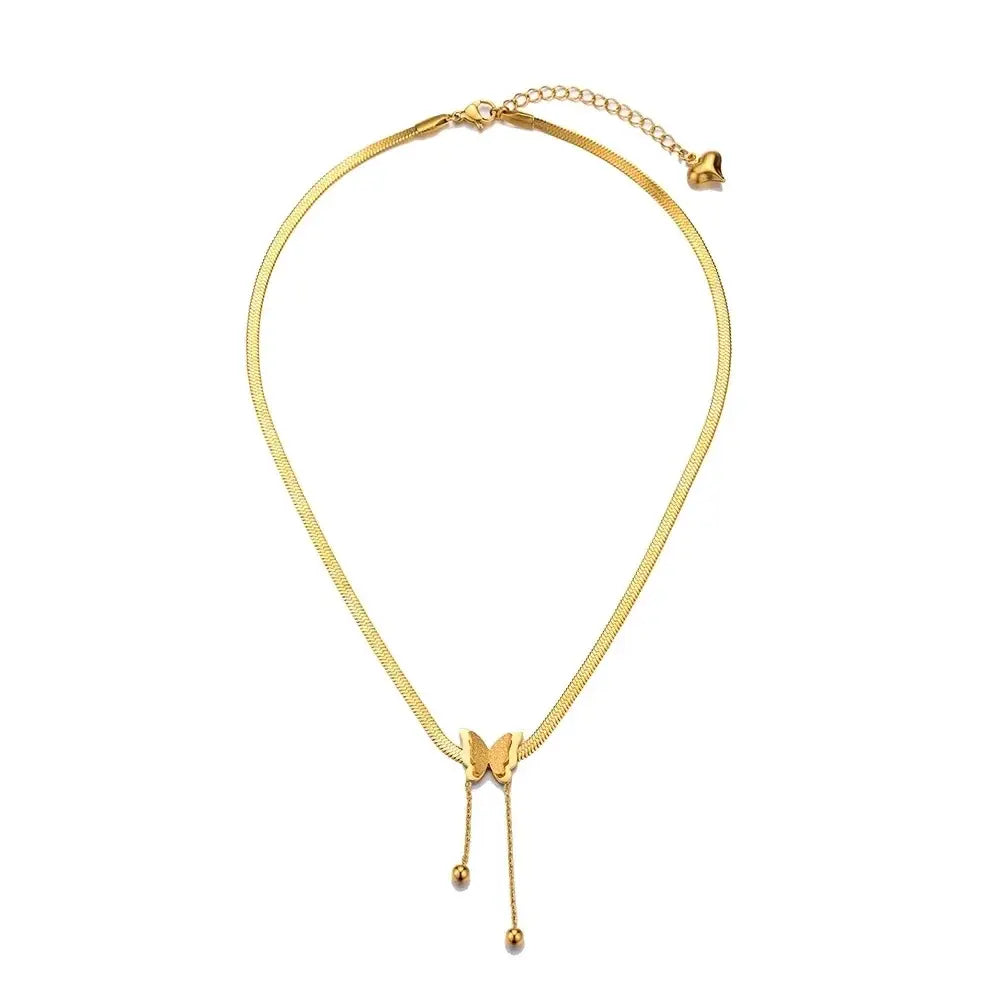 Vintage Butterfly Necklace Women Golden Stainless Steel Blade Snake Chains Aesthetic Charms Choker Women jewelry Gift