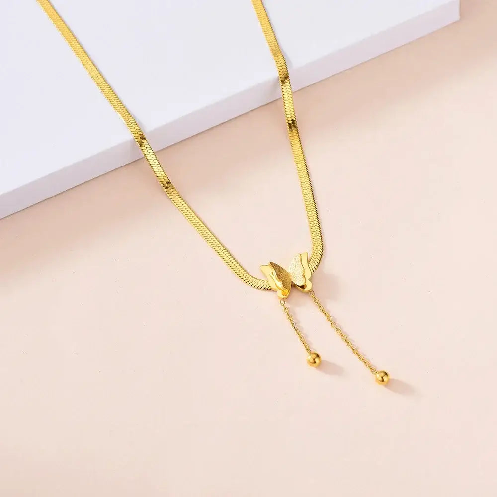 Vintage Butterfly Necklace Women Golden Stainless Steel Blade Snake Chains Aesthetic Charms Choker Women jewelry Gift