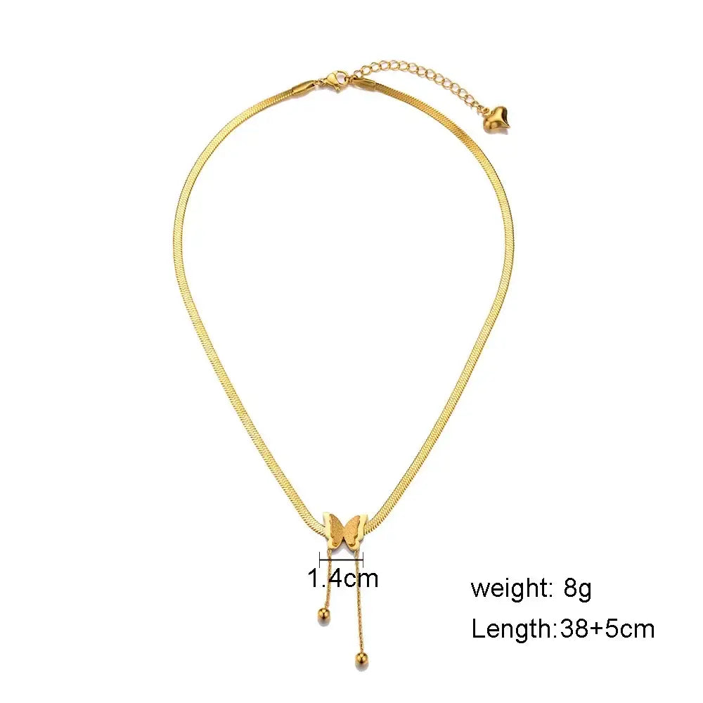 Vintage Butterfly Necklace Women Golden Stainless Steel Blade Snake Chains Aesthetic Charms Choker Women jewelry Gift