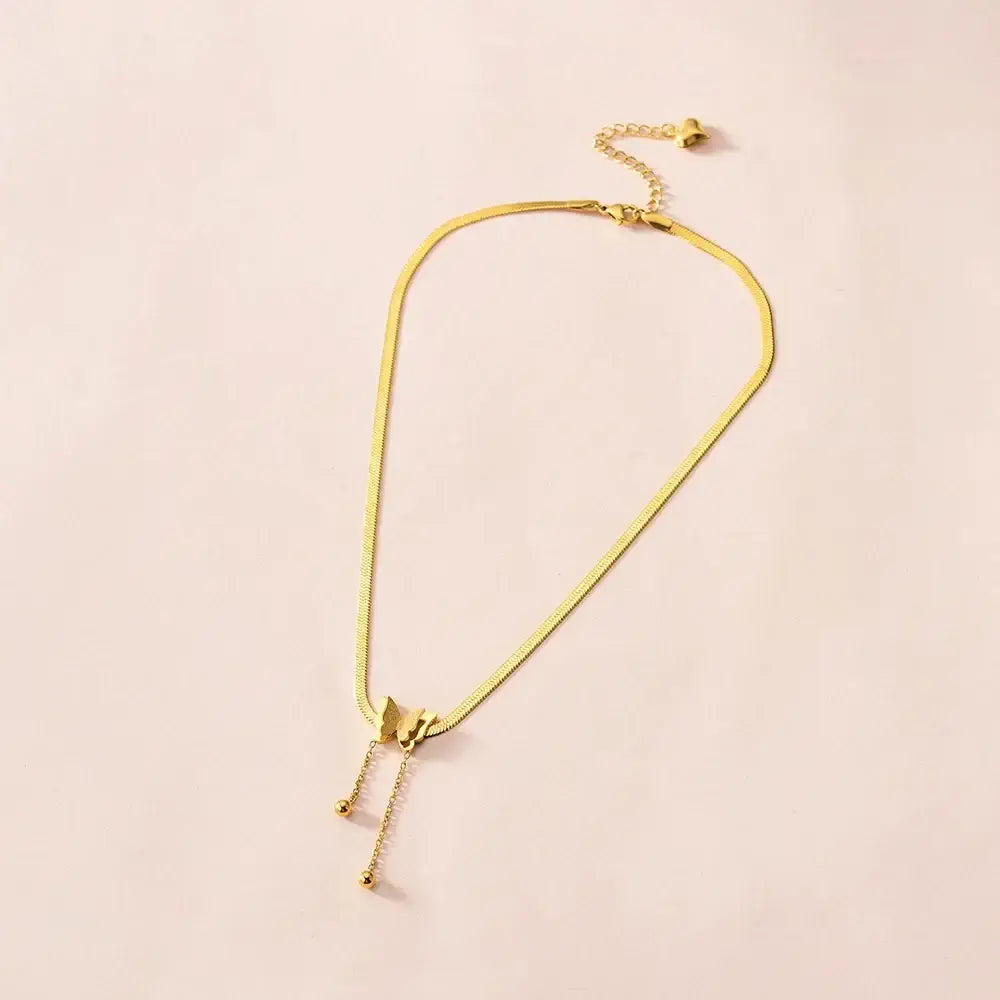 Vintage Butterfly Necklace Women Golden Stainless Steel Blade Snake Chains Aesthetic Charms Choker Women jewelry Gift