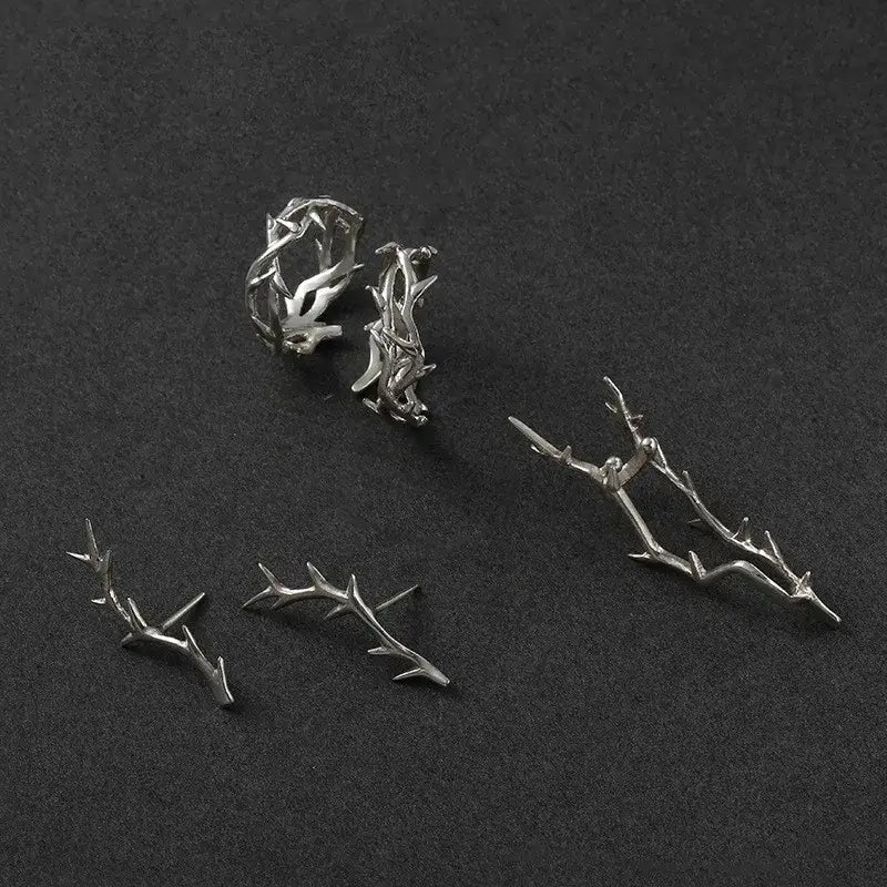 Vintage Ins Style Adherence Men’s and Women’s Rings with Branches Thorns Couples’ Ring Gifts Fashion and Personality