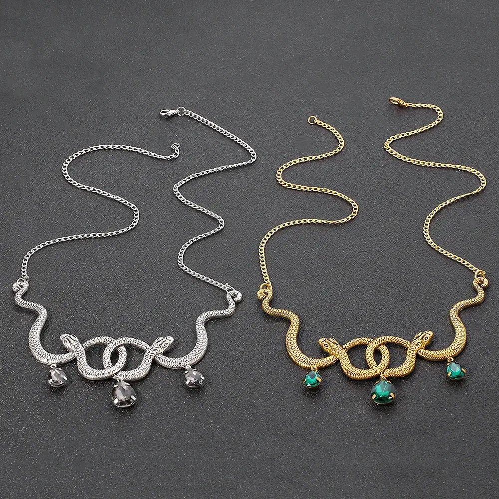 Vintage Snake Personality Necklace Gothic Punk Style Pendant Cosplay Party Jewelry Accessory for Men And Women