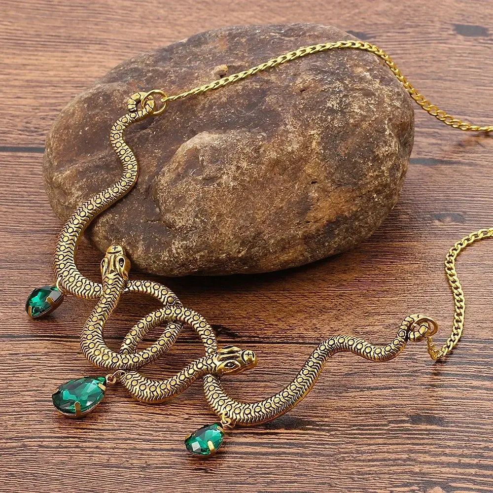 Vintage Snake Personality Necklace Gothic Punk Style Pendant Cosplay Party Jewelry Accessory for Men And Women